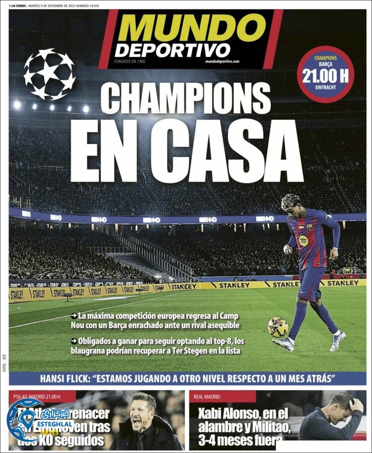 روزنامه  ورزشی موندو دپورتیوو سه شنبه 18 آذر 1404  