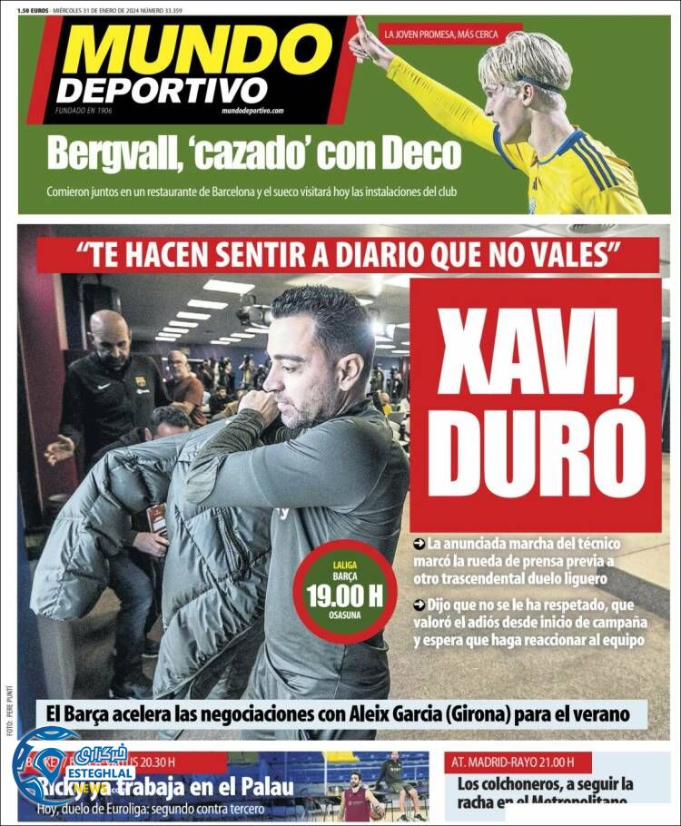 روزنامه ورزشی موندو دپورتیوو چهارشنبه 11 بهمن 1402