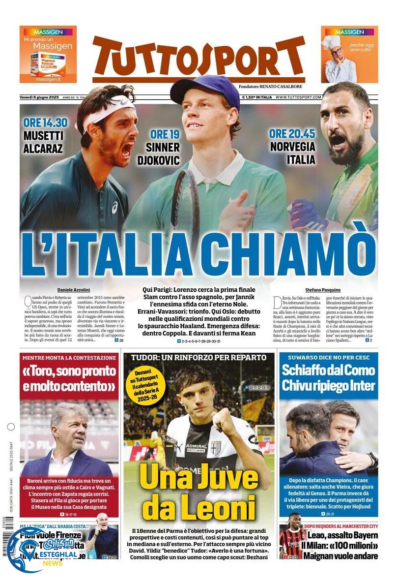 روزنامه ورزشی توتو اسپورت جمعه 16 خرداد 1404 