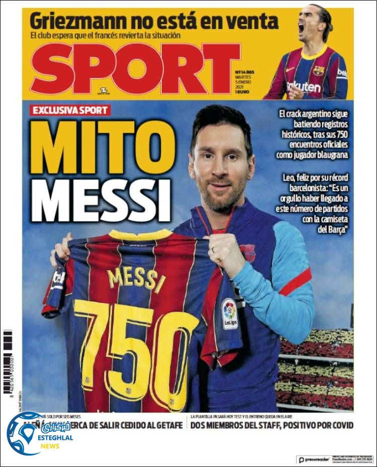 روزنامه ورزشی اسپورت سه شنبه 16 دی 1399