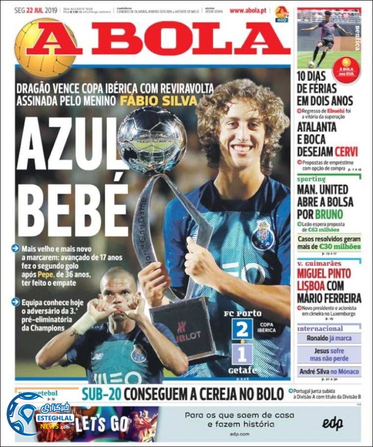 روزنامه ورزشی آبولا دوشنبه 31 تیر 1398