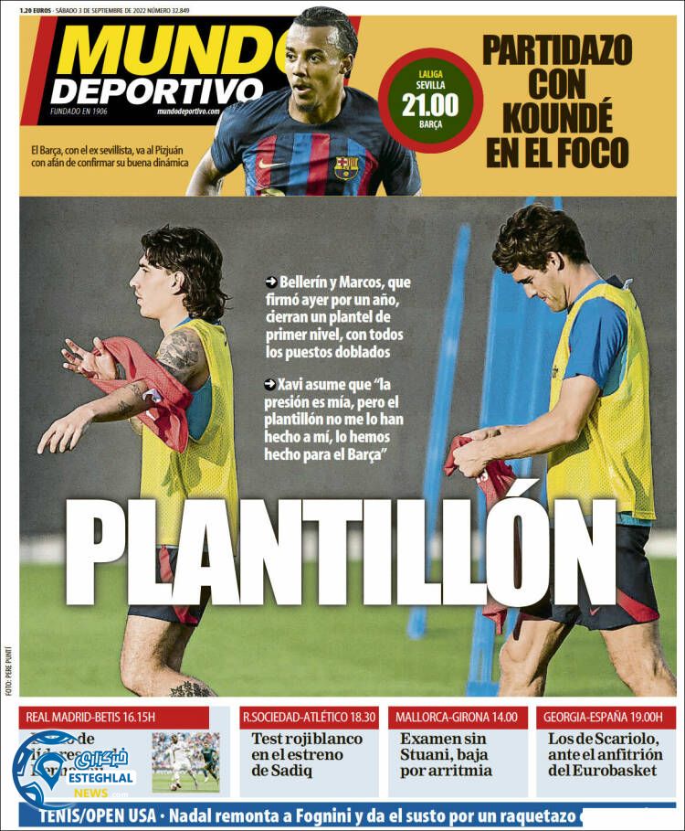 روزنامه ورزشی موندو دپورتیوو شنبه 12 شهریور 1401 