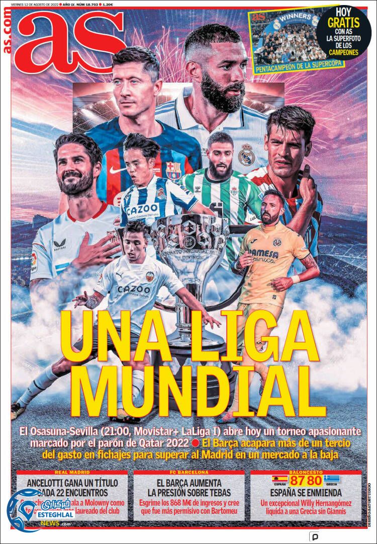 روزنامه ورزشی آ اس جمعه21 مرداد 1401 