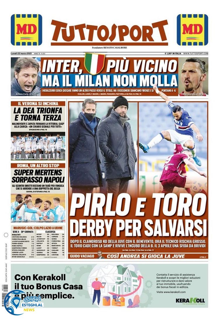 روزنامه ورزشی توتو اسپورت دوشنبه 2 فروردین 1400