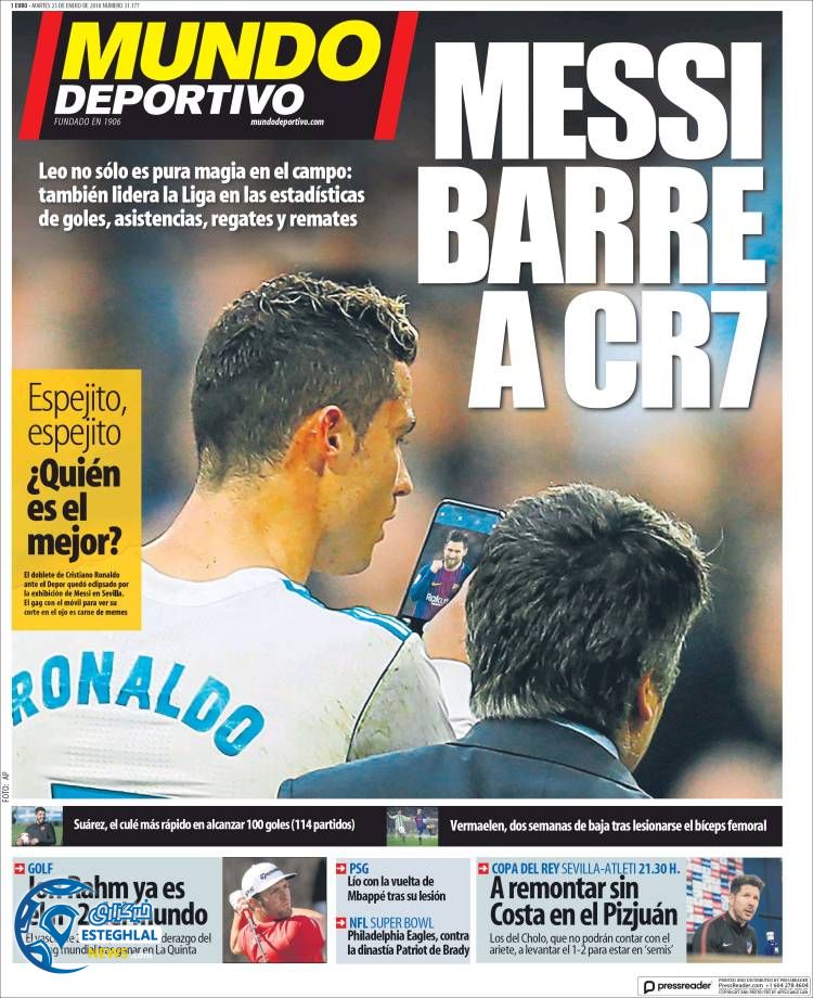 روزنامه ورزشی موندو دپورتیوو سه شنبه 3 بهمن 1396