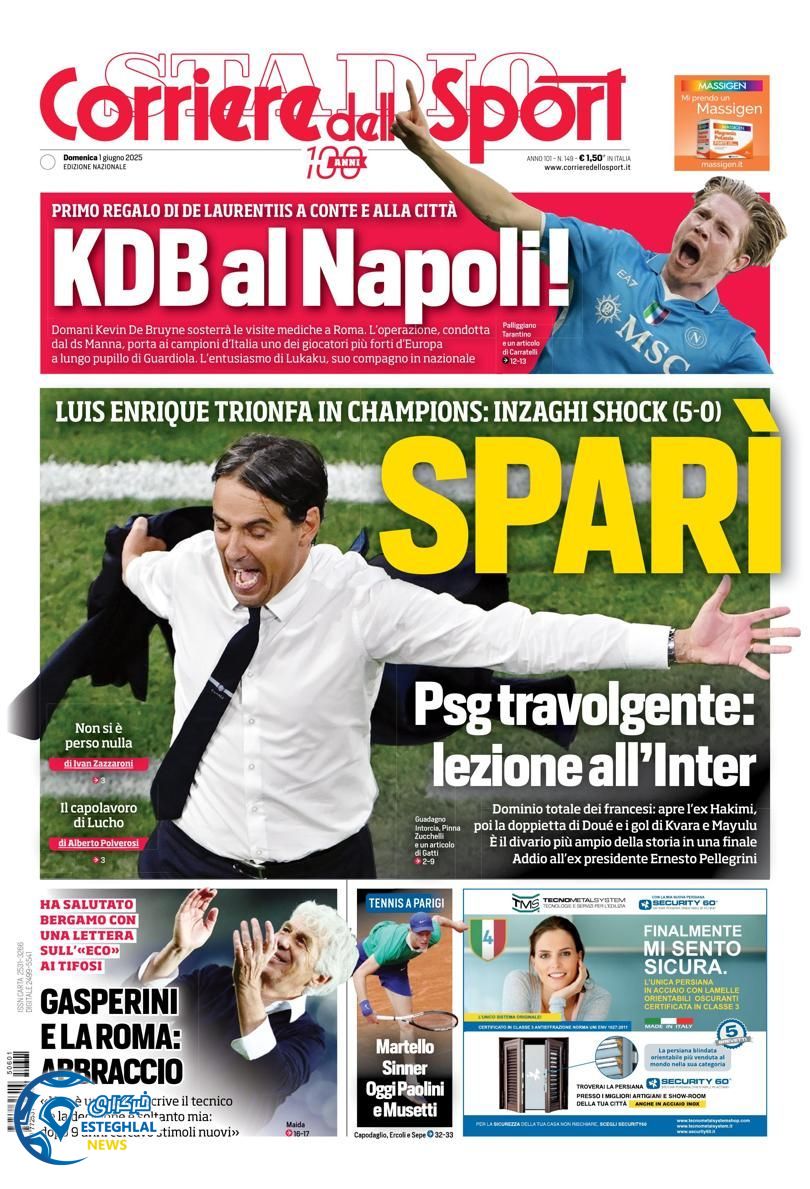 روزنامه ورزشی کوریره دلو اسپورت یکشنبه 11 خرداد 1404  