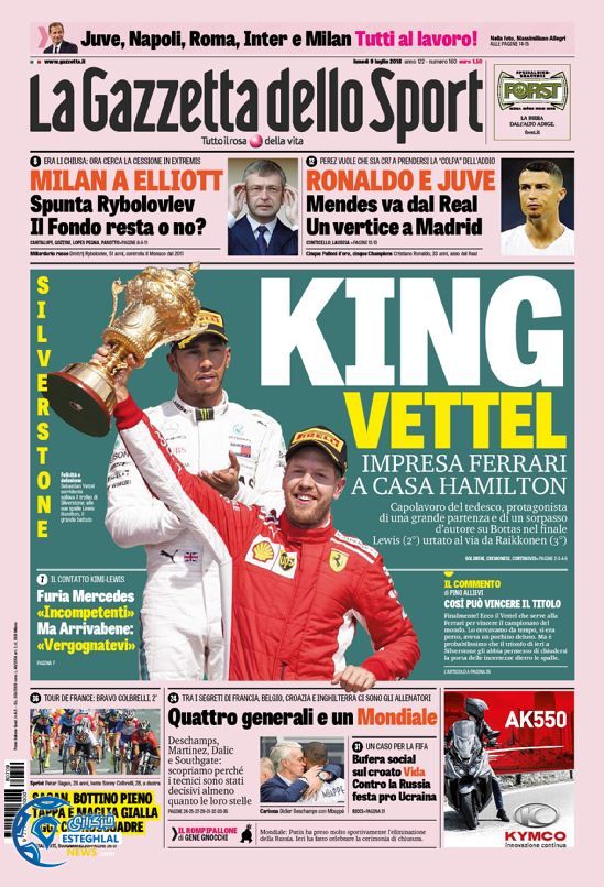 روزنامه ورزشی گاتزتا دلو اسپورت دوشنبه 18 تیر 1397