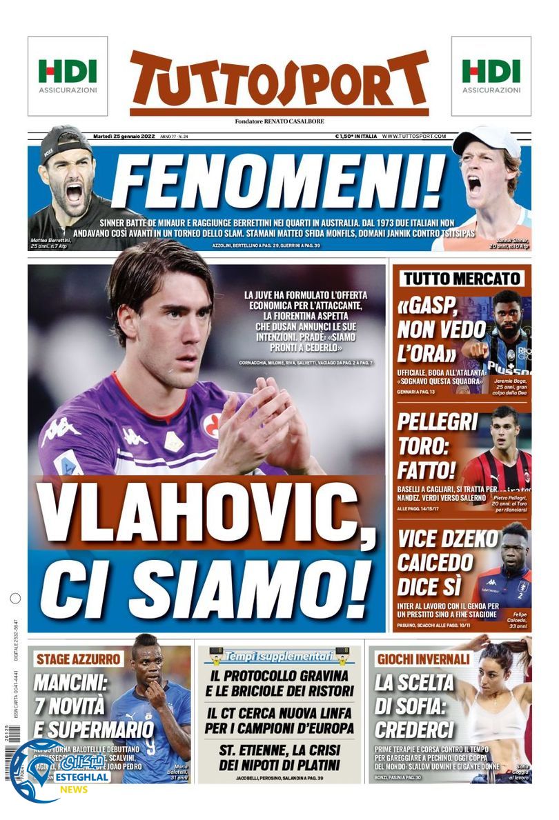 روزنامه ورزشی توتو اسپورت سه شنبه 5 بهمن 1400