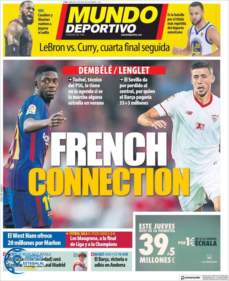 روزنامه موندو دپورتیوو چهارشنبه 9 خرداد 1397