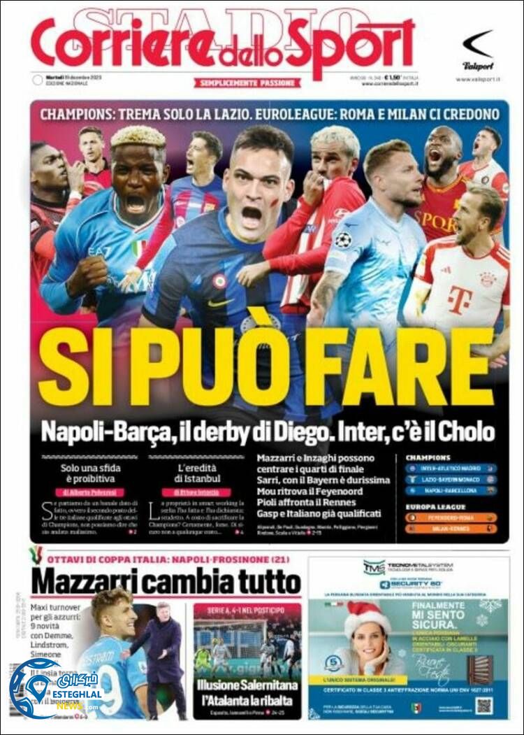 روزنامه ورزشی کوریره دلو اسپورت سه شنبه 28 آذر 1402 