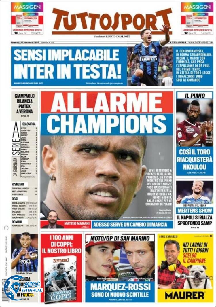 روزنامه ورزشی توتو اسپورت یکشنبه 24 شهریور 1398