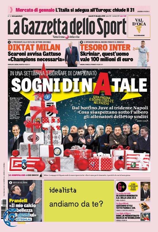 روزنام گاتزتا دلو اسپورت جمعه 30 آذر 1397