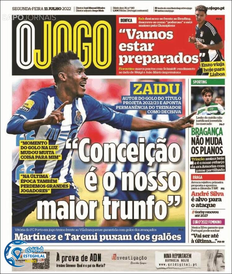 روزنامه ورزشی اوجوگو دوشنبه 20 تیر 1401