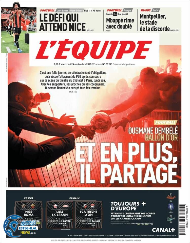 روزنامه ورزشی اکیپ  چهارشنبه 2 مهر 1404 