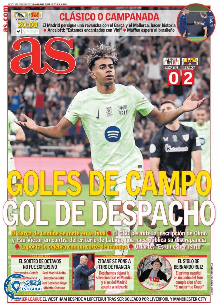 روزنامه  ورزشی آ اس پنجشنبه 20 دی 1403 