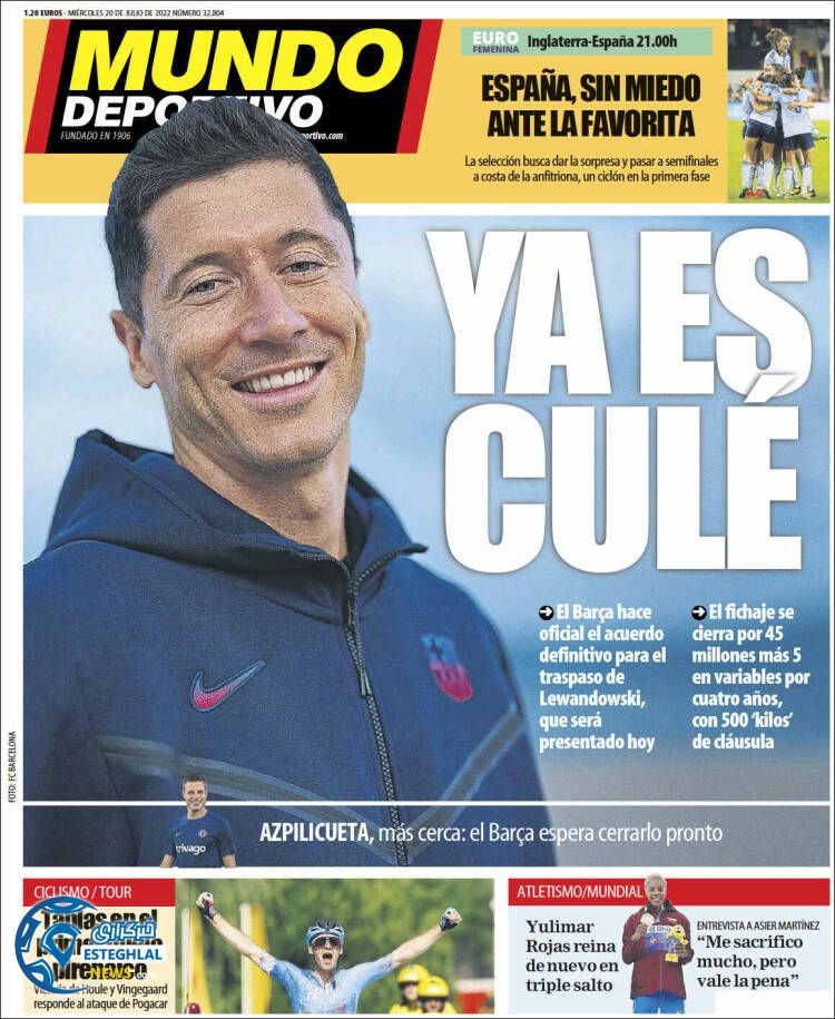 روزنامه ورزشی موندو دپورتیوو چهارشنبه 29 تیر 1401