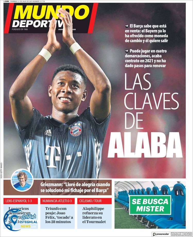 روزنامه ورزشی موندو دپورتیوو یکشنبه 30 تیر 1398