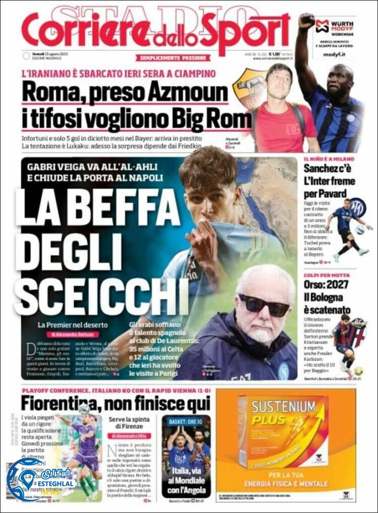 روزنامه ورزشی کوریره دلو اسپورت جمعه 3 شهریور 1402 