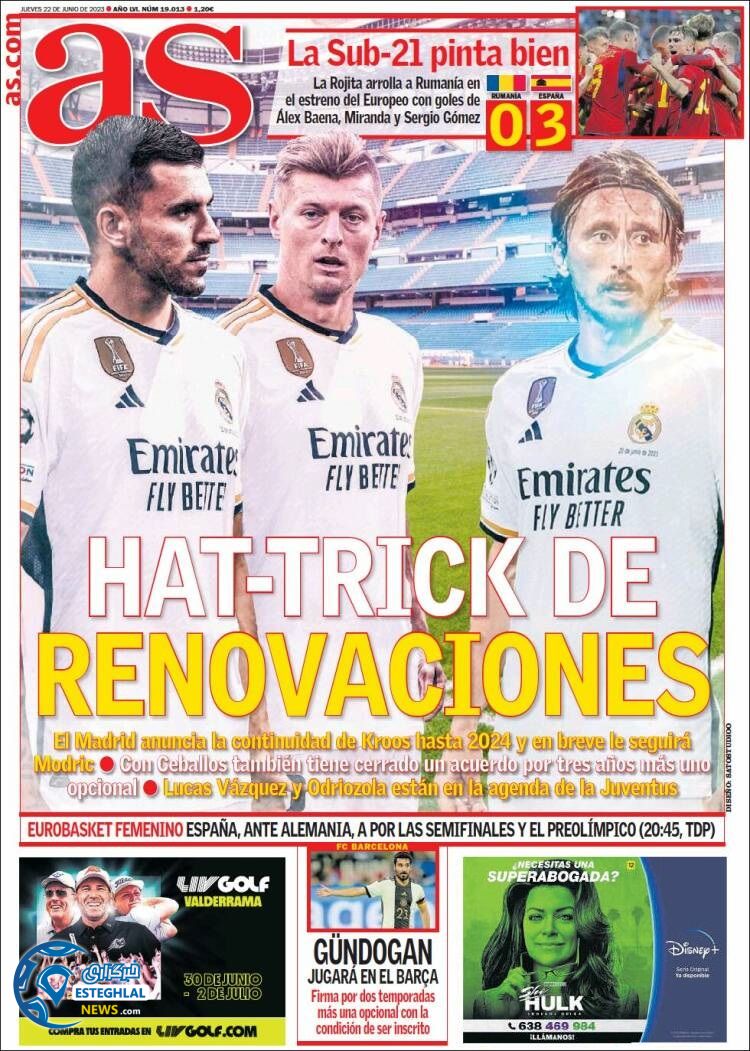 روزنامه  ورزشی آ اس پنجشنبه 1 تیر 1402 