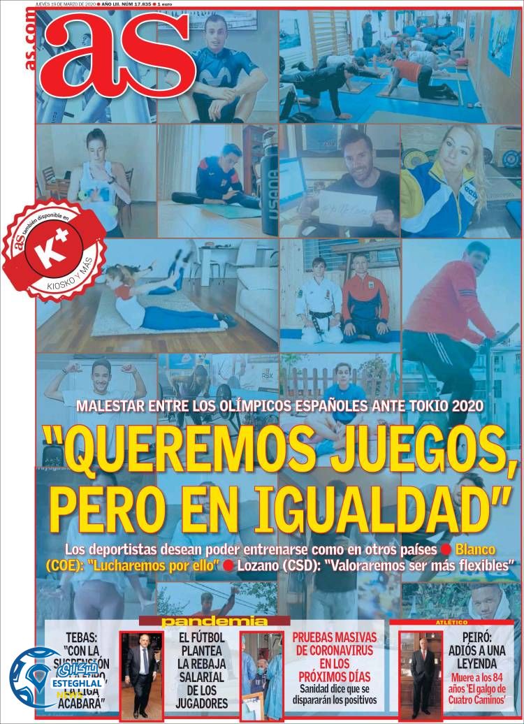 روزنامه ورزشی آاس پنجشنبه 29 اسفند 1398