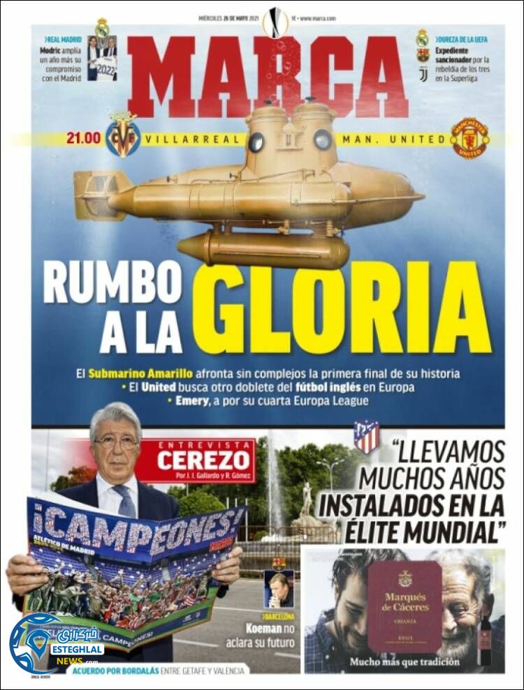 روزنامه ورزشی مارکا چهارشنبه 5 خرداد 1400