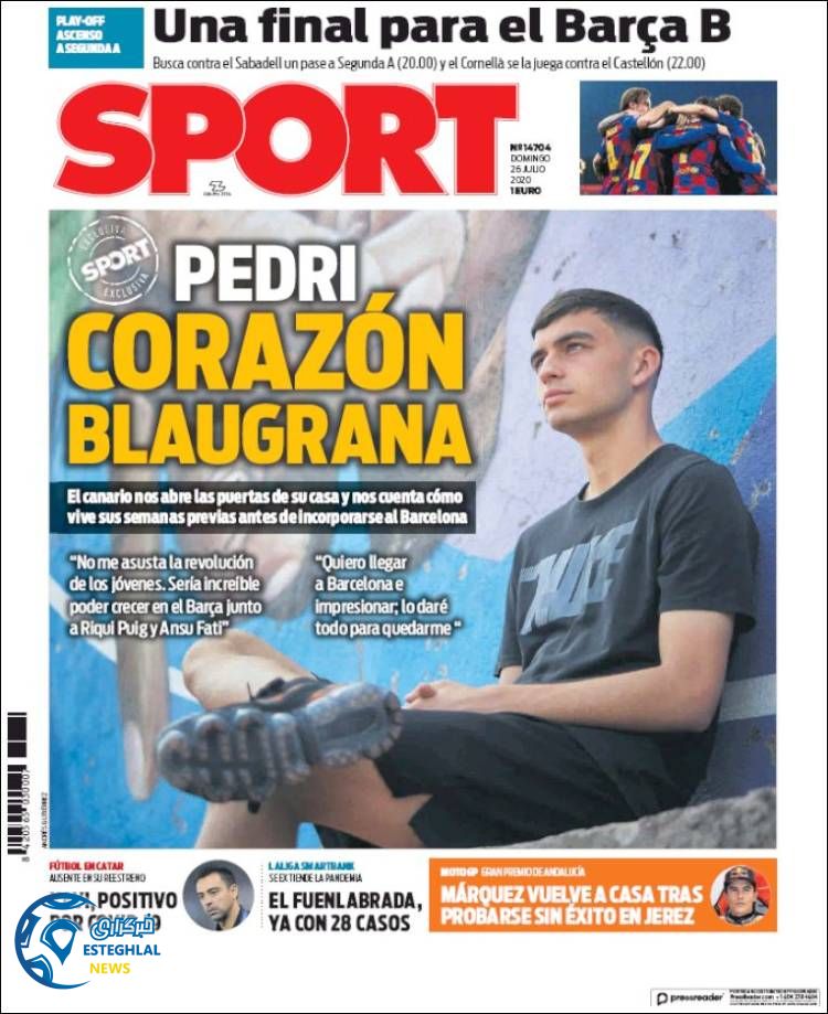 روزنامه ورزشی اسپورت یکشنبه 5 مرداد 1399