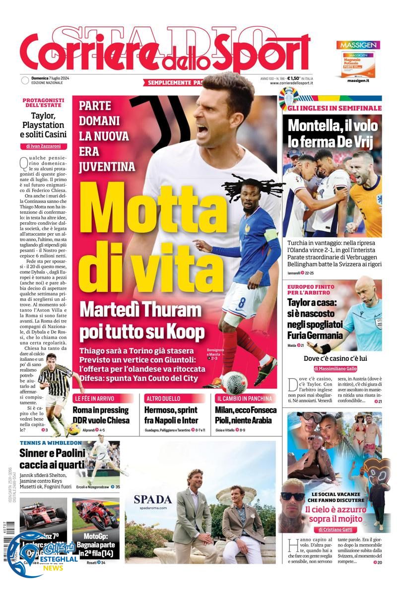 روزنامه ورزشی کوریره دلو اسپورت یکشنبه 17 تیر 1403 