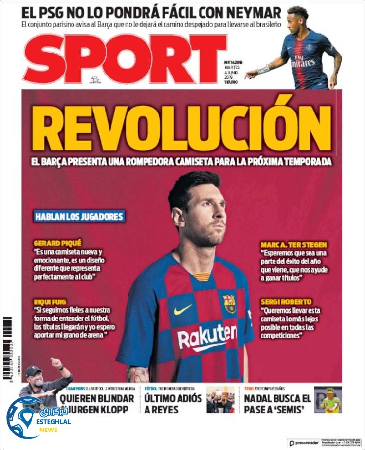 روزنامه ورزشی اسپورت سه شنبه 14 خرداد 1398