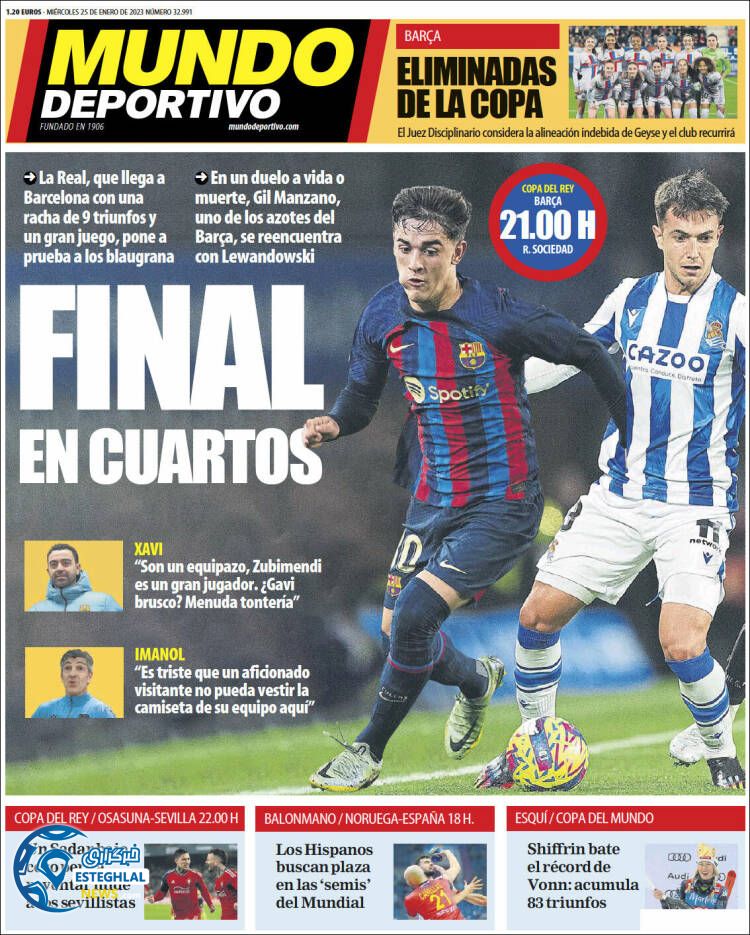 روزنامه ورزشی موندو دپورتیوو چهارشنبه 5 بهمن 1401 