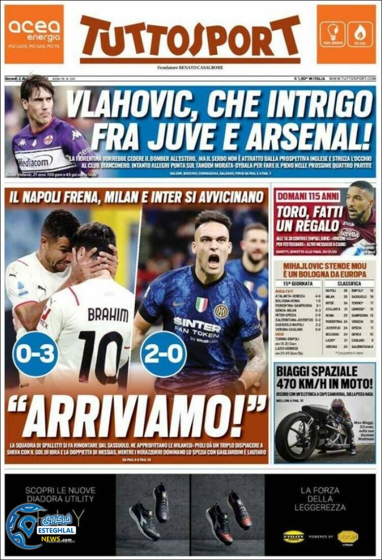 روزنامه ورزشی توتو اسپورت پنجشنبه 11 آذر 1400