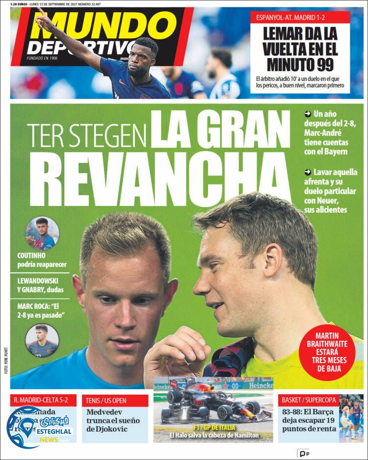 روزنامه ورزشی موندو دپورتیوو دوشنبه 22 شهریور 1400