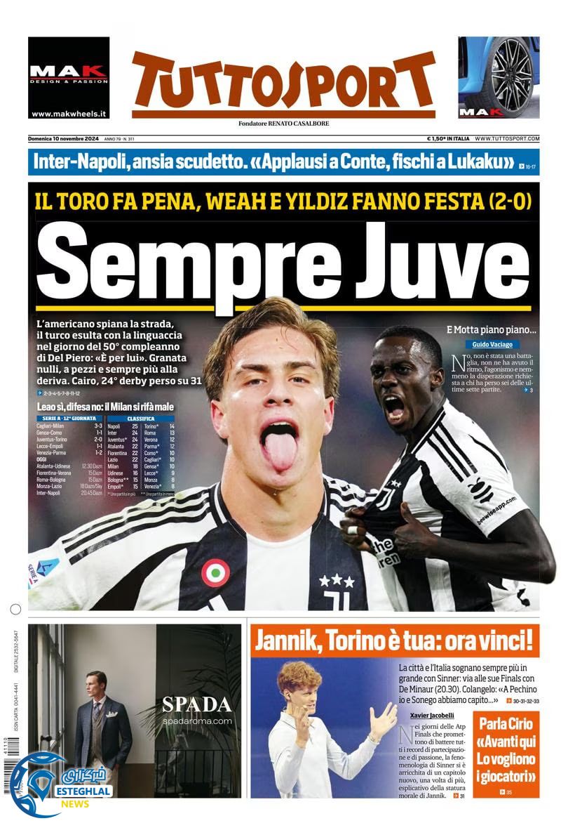 روزنامه ورزشی توتو اسپورت یکشنبه 20 آبان 1403 