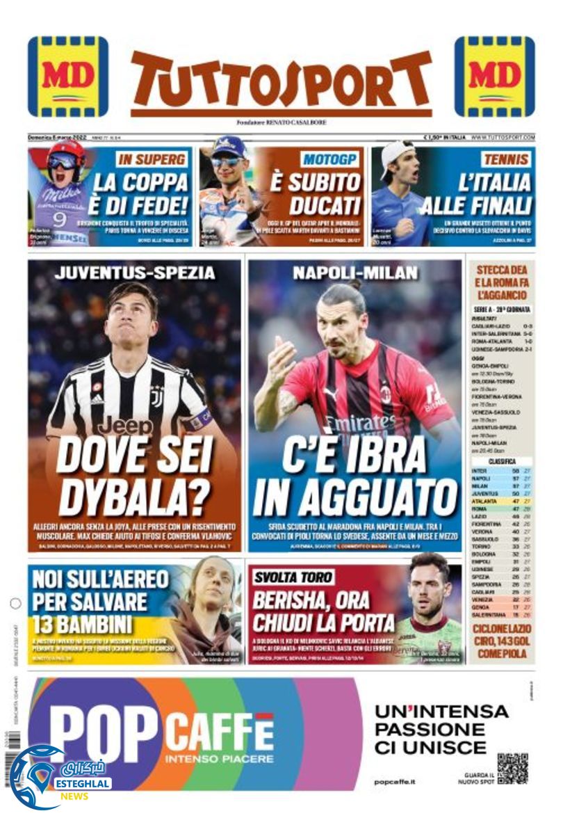 روزنامه ورزشی توتو اسپورت یکشنبه 15 اسفند 1400