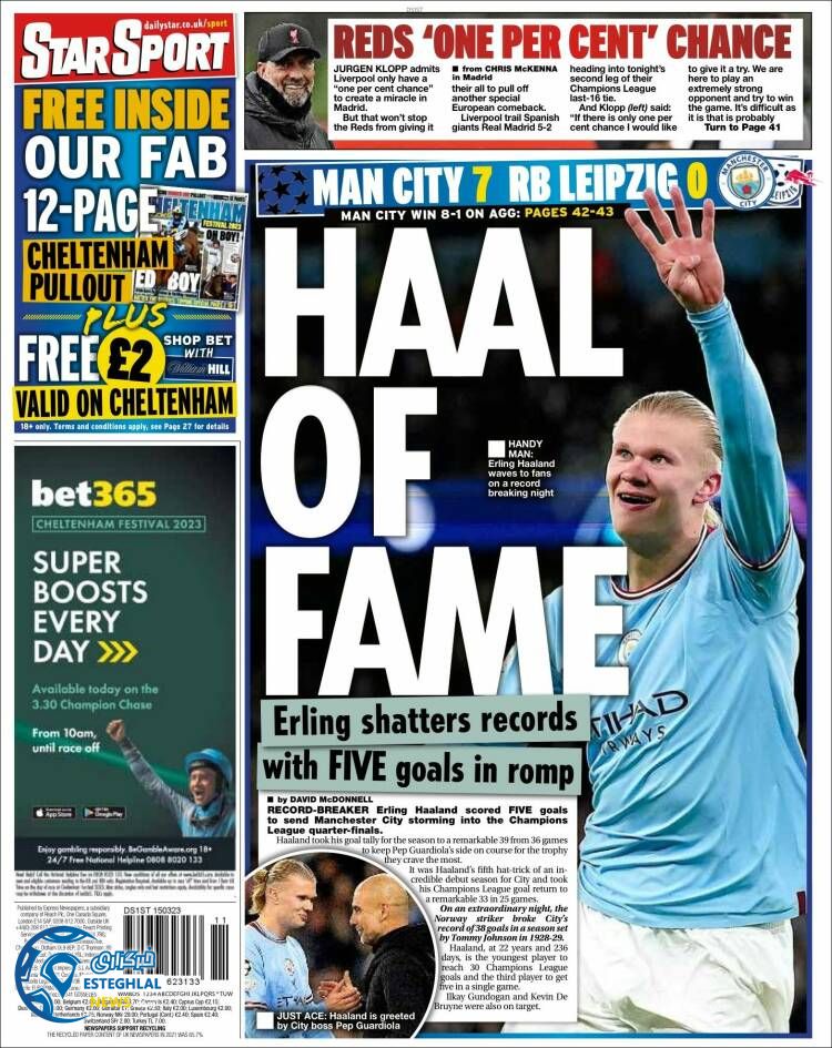 روزنامه ورزشی استار اسپورت چهارشنبه 24 اسفند 1401 