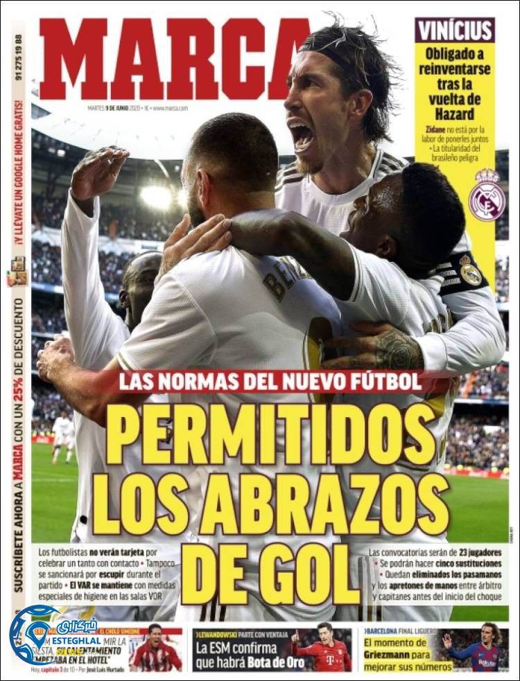 روزنامه ورزشی مارکا سه شنبه 20 خرداد 1399