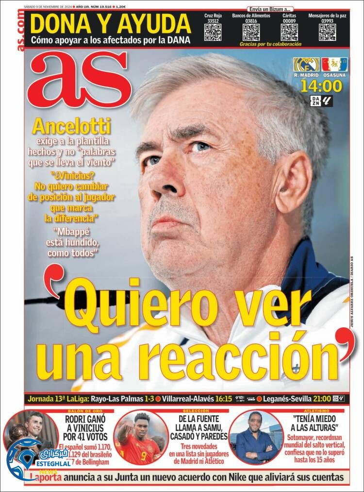 روزنامه ورزشی آ اس شنبه 19 آبان 1403 