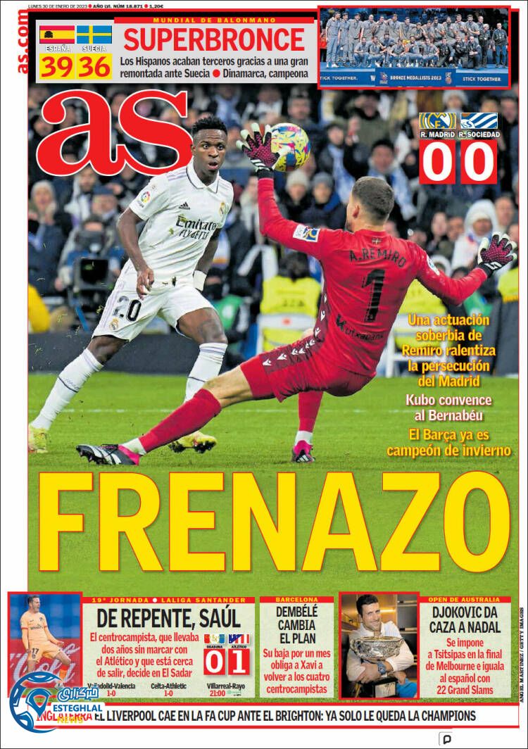 روزنامه ورزشی آ اس دوشنبه 10 بهمن 1401  