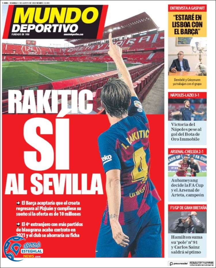 روزنامه ورزشی موندو دپورتیوو یکشنبه 12 مرداد 1399