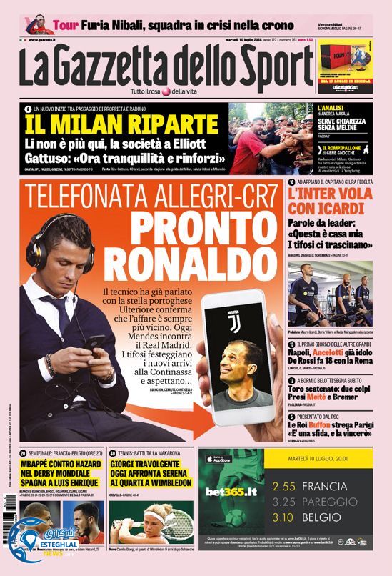 روزنامه ورزشی گاتزتا دلو اسپورت سه شنبه 19 تیر 1397