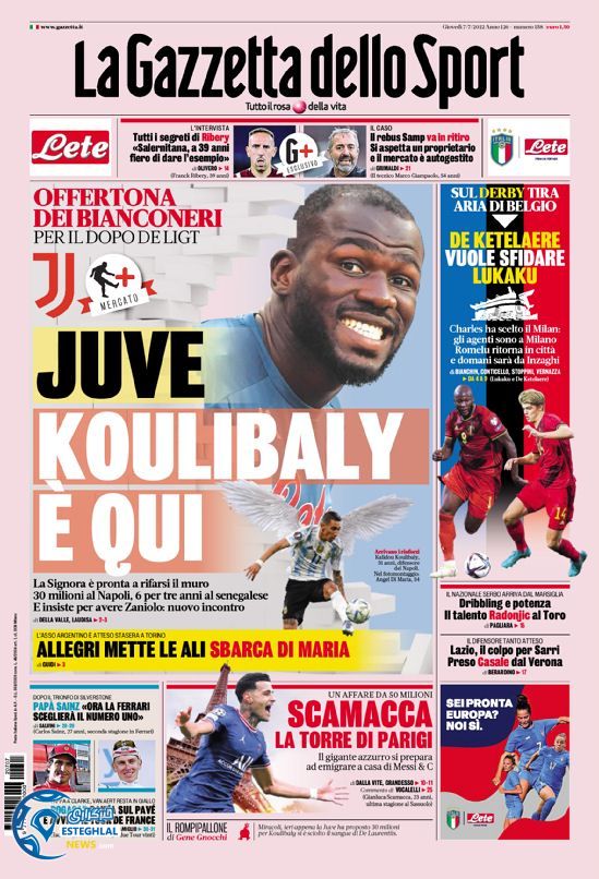 روزنامه ورزشی گاتزتا دلو اسپورت پنجشنبه 16 تیر 1401