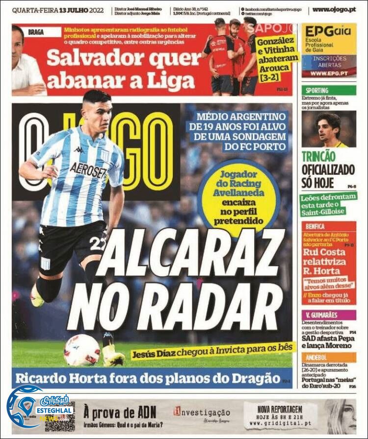 روزنامه ورزشی اوجوگو چهارشنبه 22 تیر 1401