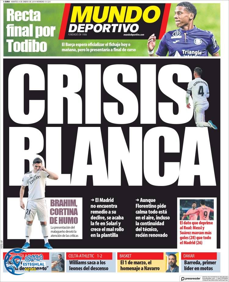 روزنامه ورزشی موندو دپوتیوو سه شنبه 18 دی 1397