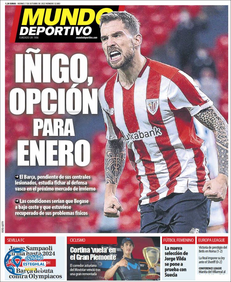 روزنامه ورزشی  موندو دپورتیوو جمعه 15 مهر 1401