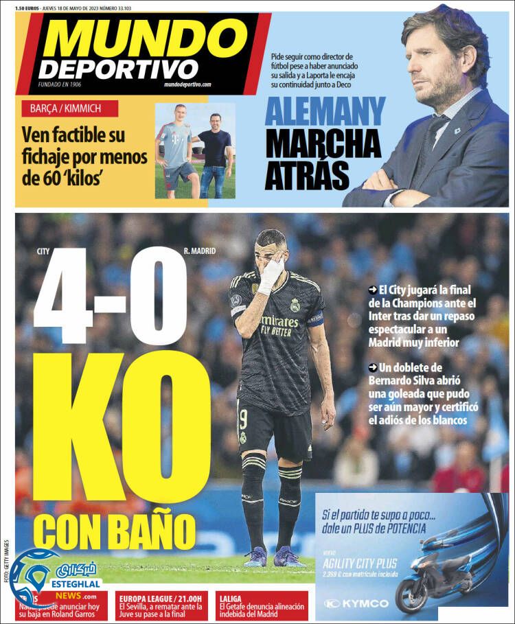 روزنامه ورزشی موندو دپورتیوو پنجشنبه 28 اردیبهشت 1402 