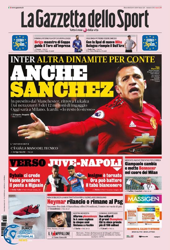 روزنامه ورزشی گاتزتا دلو اسپورت چهارشنبه 6 شهریور 1398