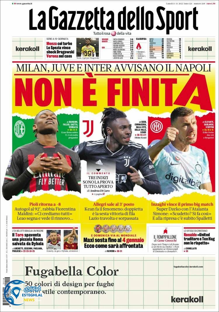 روزنامه ورزشی گاتزتا دلو اسپورت دوشنبه 23 آبان 1401 