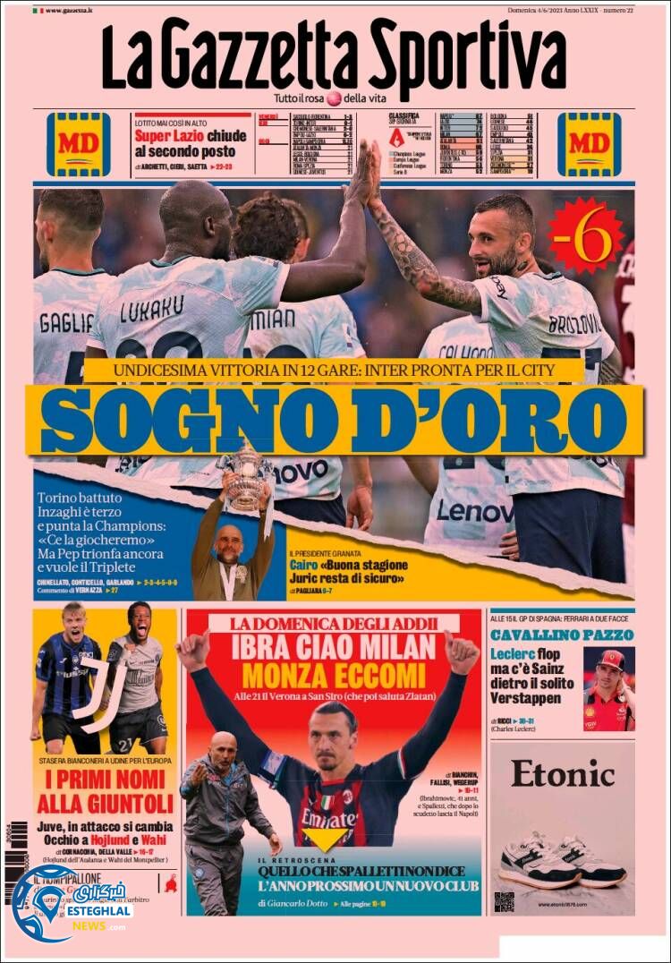 روزنامه ورزشی گاتزتا دلو اسپورت یکشنبه 14 خرداد 1402 