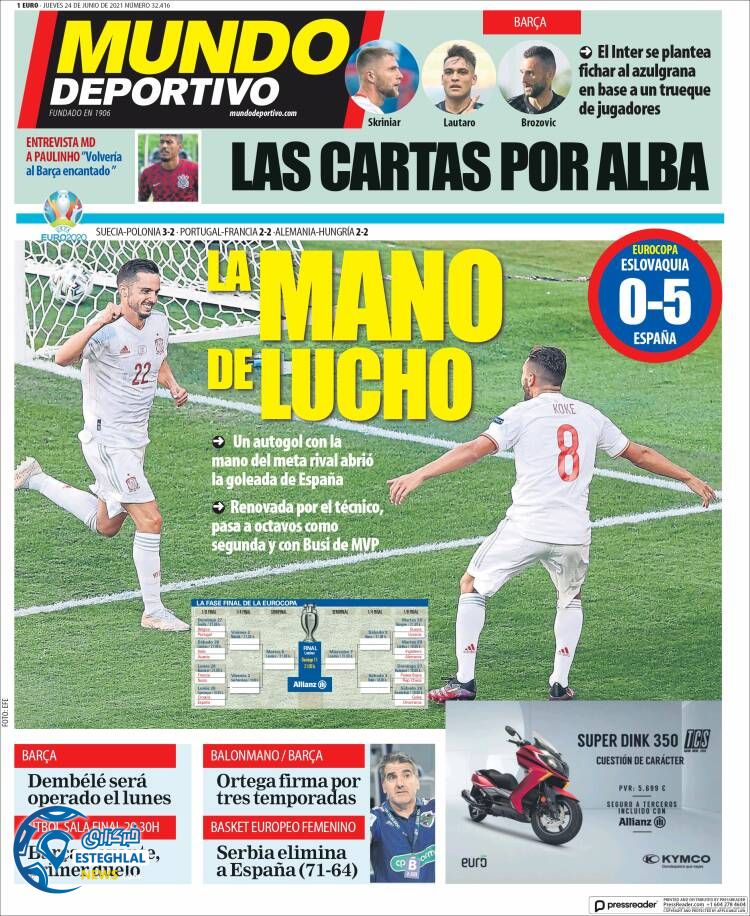 روزنامه ورزشی موندو دپورتیوو پنجشنبه 3 تیر 1400