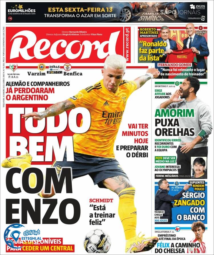 روزنامه ورزشی رکورد سه شنبه 20 دی 1401 