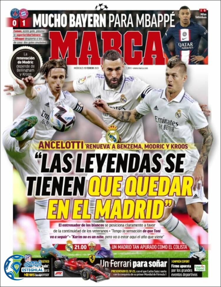 روزنامه ورزشی مارکا چهارشنبه 26 بهمن 1401 